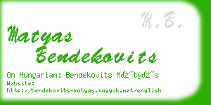 matyas bendekovits business card